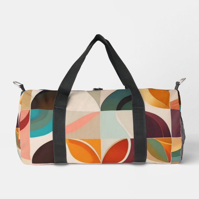 Trendy Retro Abstract Squares Collection Duffle Bag (Front)