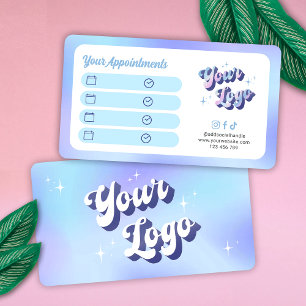 Trendy Retro Blue Hair Spa Lash Beauty Salon Logo Appointment Card