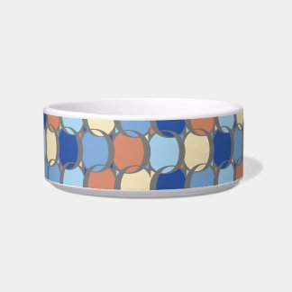 Trendy Retro Blue Orange and Yellow Circles Design Bowl