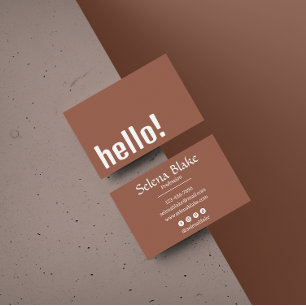 Trendy Retro Boho – Modern brown and White Business Card