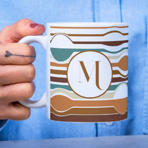 trendy retro boho style colourful geometric patter coffee mug
