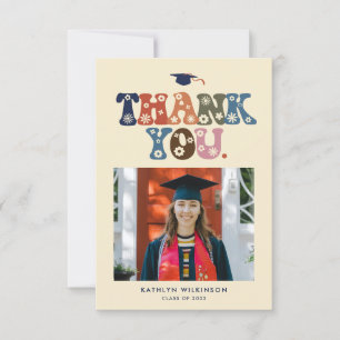 Trendy Retro Bold Typography Photo Thank You Card