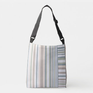 Trendy retro colours beige green brown stripes Crossbody Bag