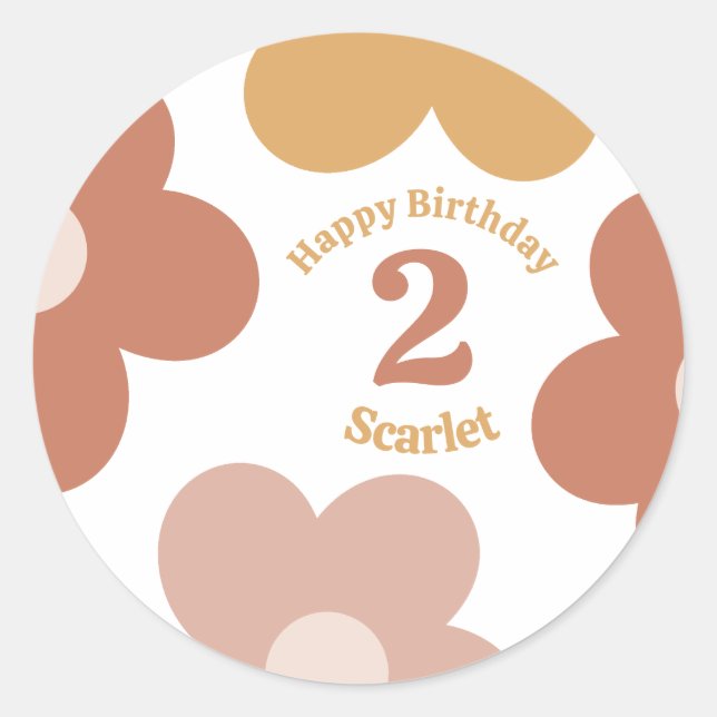 Trendy Retro Daisies Girl Birthday Classic Round Sticker (Front)