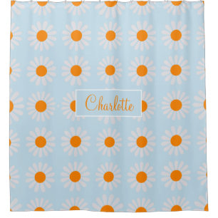 Trendy Retro Daisy script name  Shower Curtain