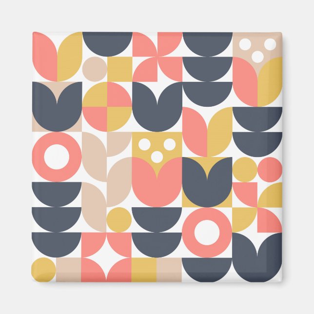 Trendy Retro Floral Pattern Magnet (Front)