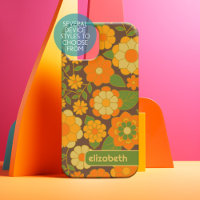 Trendy Retro Floral Pattern with name block