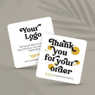 Trendy Retro Font Logo Business Thank You Discount Card