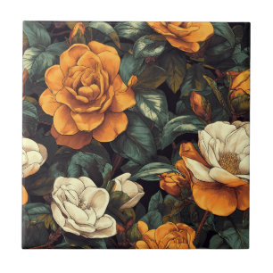 Trendy Retro Gardenias Tiles For Bathroom Wall