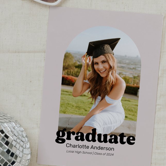 Trendy Retro Graduation Announcement in Blush (Creator Uploaded)