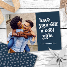 Trendy Retro Holiday Christmas Photo Card