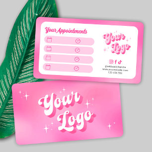 Trendy Retro Pink Makeup Lashes Beauty Salon Logo Appointment Card
