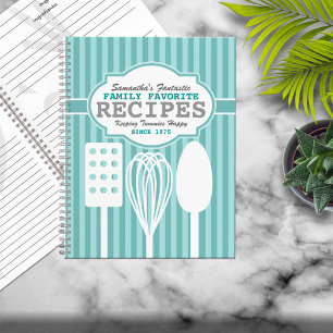 Trendy Retro Recipes Personalised Notebook