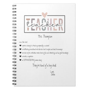 Trendy Retro School Teacher Appreciation Thank You Notebook