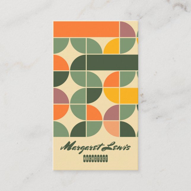Trendy Retro Seventies Orange Yellow Green   Business Card (Front)