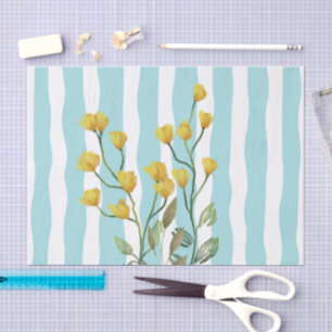 Trendy retro Shabby Chic stripped Blue yellow Tissue Paper
