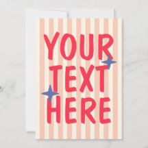Trendy Retro Striped Typographic Custom Text