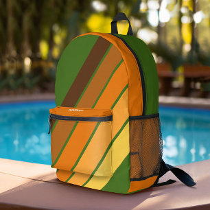 Trendy Retro Stripes 4 Photo Collage - Avocado Printed Backpack