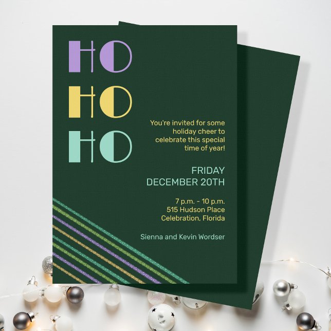 Trendy Retro style HO-HO-HO lines Invitation (Creator Uploaded)