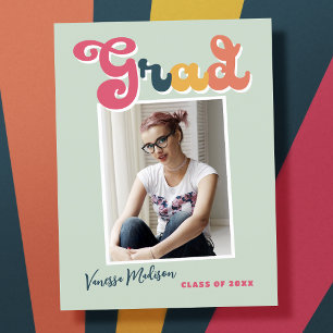 Trendy Retro Style Vintage Graduation 1 Photo Postcard