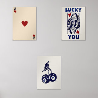Trendy Retro Wall Art Set, Lucky You Poster