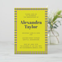 Trendy Retro Yellow Plaid Pattern Graduation