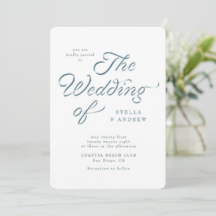 Trendy Ribbon Elegant Script Wedding Invitation
