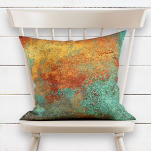 Trendy Rich Copper Patina Metallic Cushion