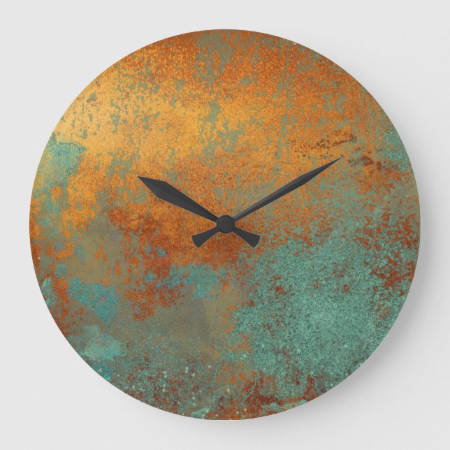 Trendy Rich Copper Patina Metallic Large Clock (Front)