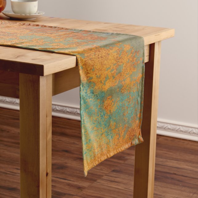 Trendy Rich Copper Patina Metallic Short Table Runner (In Situ)