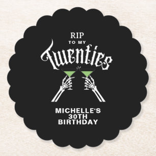 Trendy RIP To My Twenties 30th Birthday Party Paper Coaster