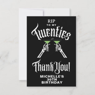 Trendy RIP To My Twenties 30th Birthday Party Thank You Card