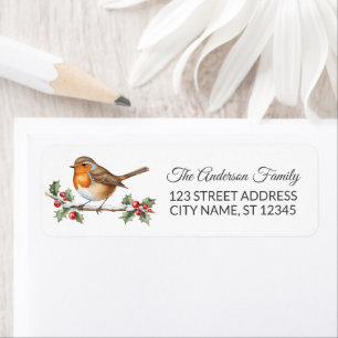 Trendy Robin Bird Winter Christmas Return Address Return Address Label