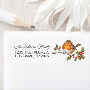 Trendy Robin Bird Winter Christmas Return Address  Return Address Label