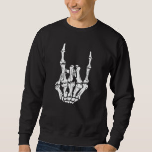 Trendy Rocker Skeleton Hand Rock On Funny Hallowee Sweatshirt