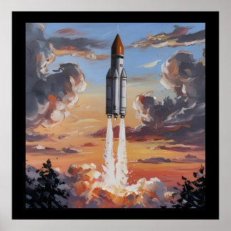 Trendy Rocket Launch  Poster