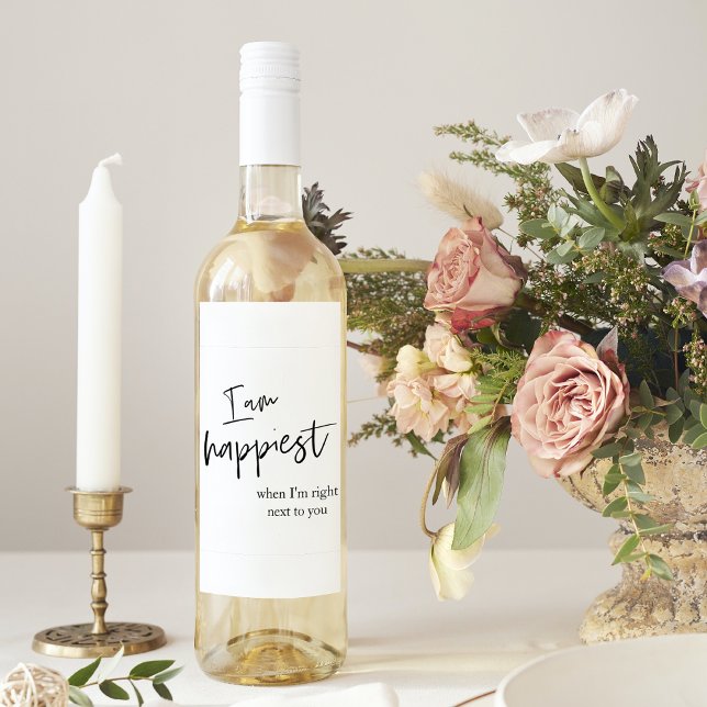 Trendy Romantic Black Quote Gift Wine Label (Creator Uploaded)