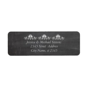 Trendy romantic stylish lace damask chalkboard return address label