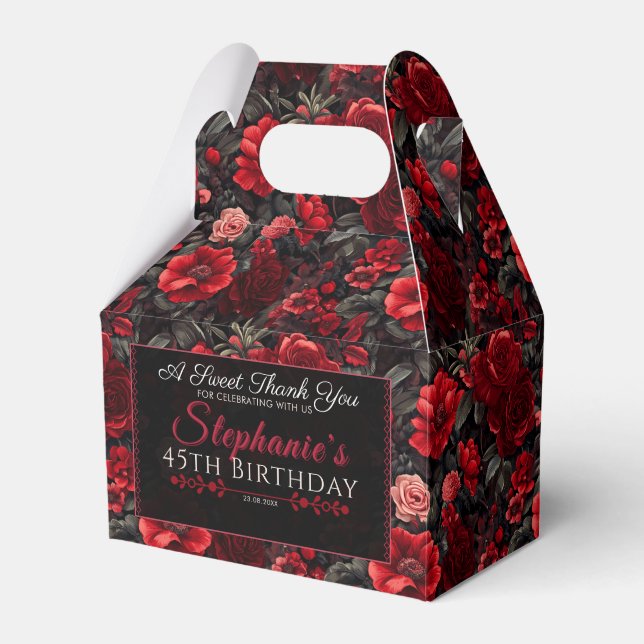 Trendy Rose Birthday Favour Box For Dessert Table (Front Side)