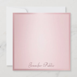 Trendy Rose Gold Calligraphy Script Elegant Modern Card