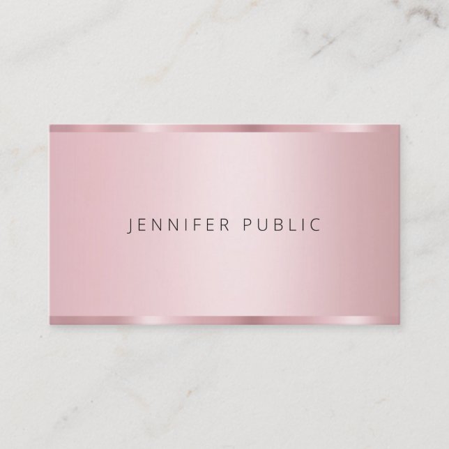 Trendy Rose Gold Colour Template Modern Elegant Business Card (Front)