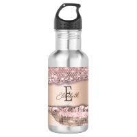 Trendy Rose Gold Diamonds Glitter Monogram