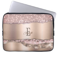 Trendy Rose Gold Diamonds Glitter Monogram