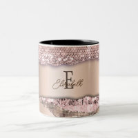Trendy Rose Gold Diamonds Glitter Monogram