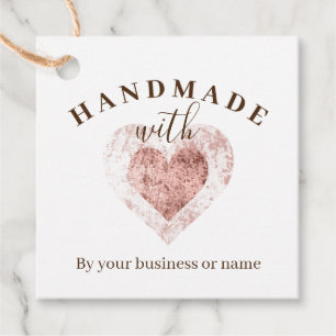 Trendy Rose Gold Effect Handmade with Love Artisan Favour Tags