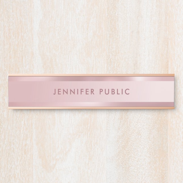 Trendy Rose Gold Elegant Modern Simple Template Door Sign (Front)