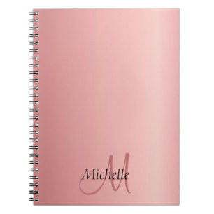 Trendy Rose Gold Elegant Monogram Modern Notebook