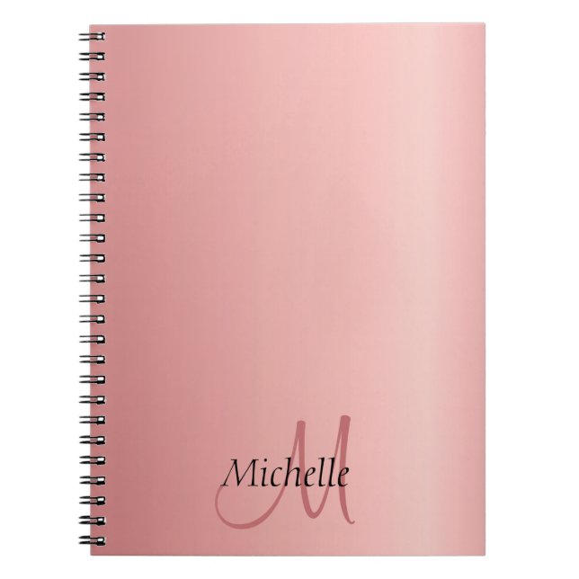Trendy Rose Gold Elegant Monogram Modern Notebook (Front)