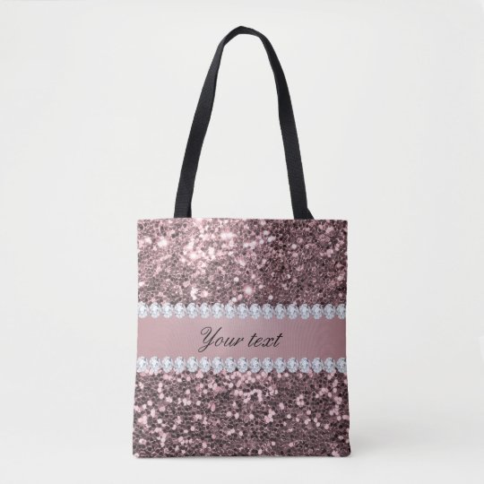 rose gold glitter tote bag