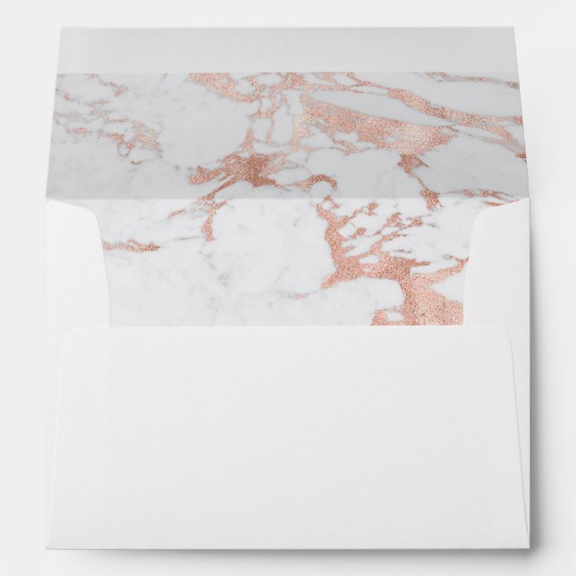 Trendy Rose Gold Foil Marble Style Envelope (Back (Bottom))